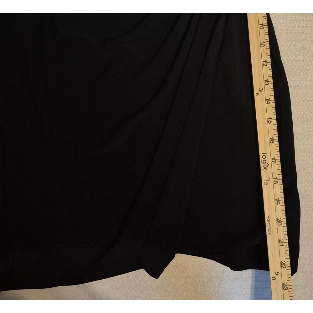 Lauren Ralph Lauren 10 Faux Wrap Black Midi Cocktail Dress Classic LBD Slimming